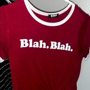 “ blah blah “ crop top